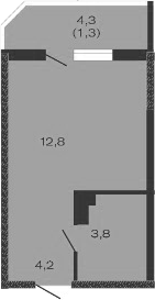 Планировка — Дзенпарк, Студия, 21 м²