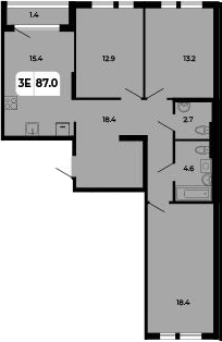 Планировка — Норд-Премьер, 4-комн., 86 м²