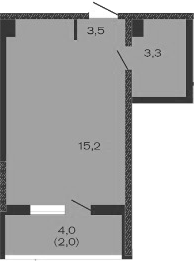 Планировка — Дзенпарк, Студия, 22 м²