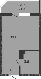 Планировка — Дзенпарк, Студия, 21 м²