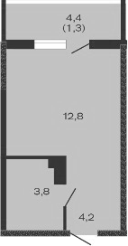 Планировка — Дзенпарк, Студия, 21 м²