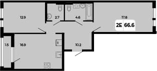 Планировка — Норд-Премьер, 3-комн., 65 м²
