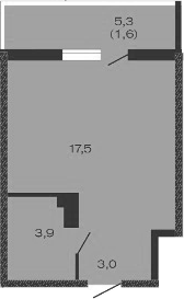 Планировка — Дзенпарк, Студия, 24 м²