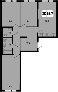 Планировка — Норд-Премьер, 4-комн., 87 м²