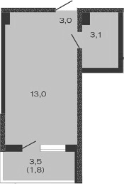 Планировка — Дзенпарк, Студия, 19 м²