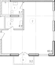 Планировка — River Rock Hotels & Resorts, Студия, 48 м²