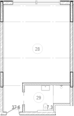 Планировка — River Rock Hotels & Resorts, Студия, 45 м²