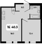 Планировка — Норд-Премьер, 2-комн., 40 м²