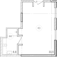 Планировка — River Rock Hotels & Resorts, Студия, 40 м²