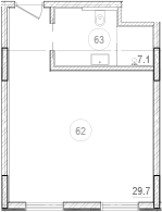 Планировка — River Rock Hotels & Resorts, Студия, 37 м²