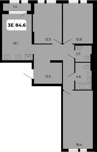 Планировка — Норд-Премьер, 4-комн., 83 м²