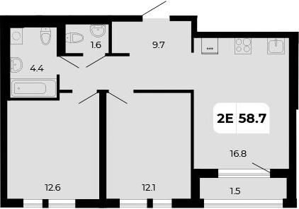 Планировка — Норд-Премьер, 3-комн., 57 м²