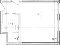 Планировка — River Rock Hotels & Resorts, Студия, 37 м²