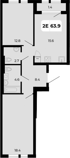 Планировка — Норд-Премьер, 3-комн., 63 м²
