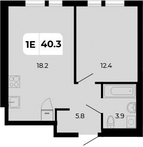 Планировка — Норд-Премьер, 2-комн., 40 м²