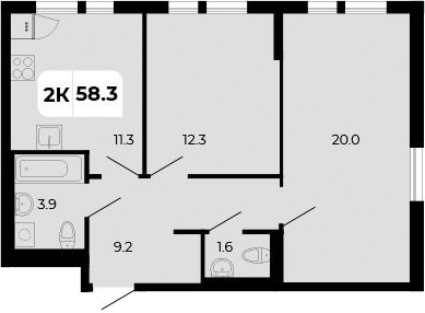 Планировка — Норд-Премьер, 2-комн., 58 м²