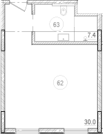 Планировка — River Rock Hotels & Resorts, Студия, 37 м²