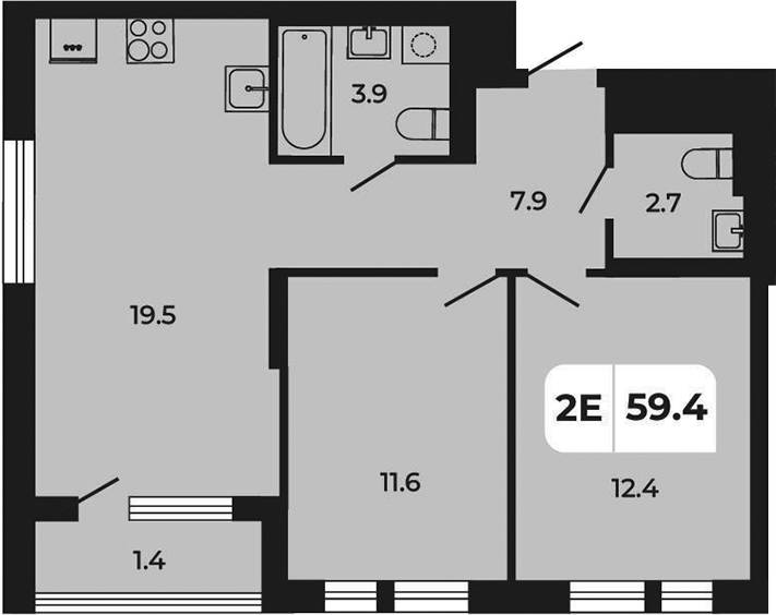 Планировка — Норд-Премьер, 3-комн., 58 м²
