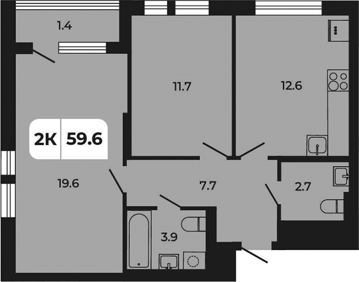 Планировка — Норд-Премьер, 2-комн., 58 м²