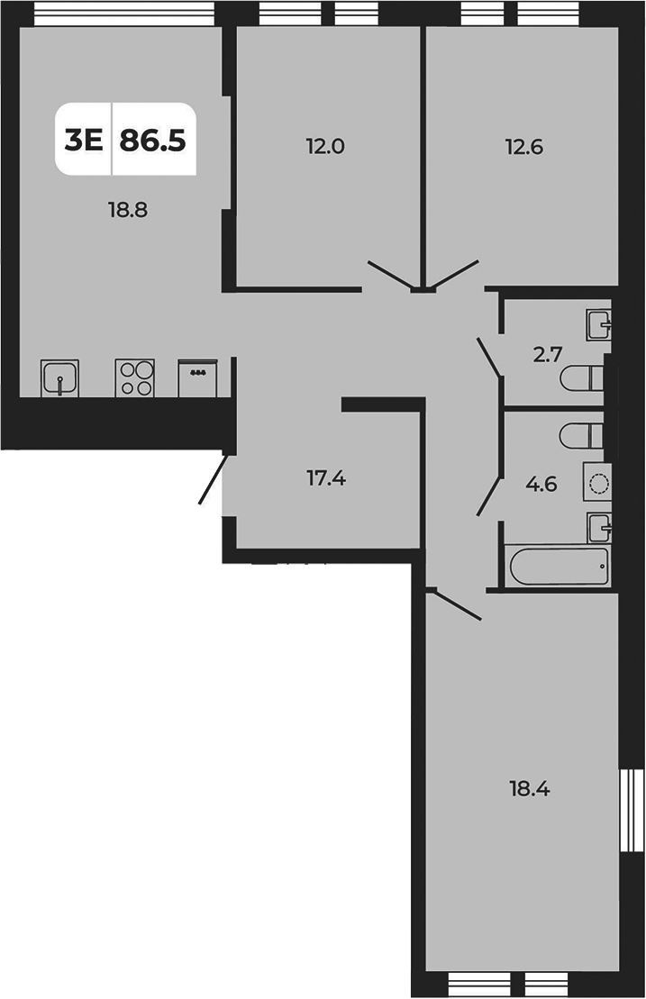 Планировка — Норд-Премьер, 4-комн., 87 м²
