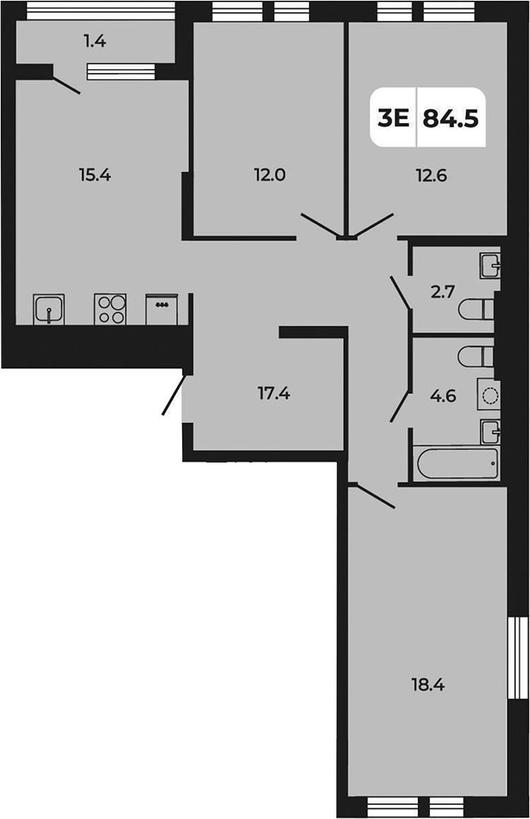Планировка — Норд-Премьер, 4-комн., 83 м²