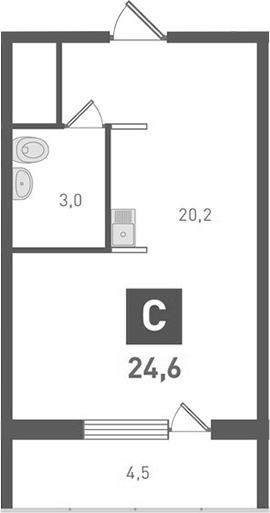 Планировка — Левенцовка парк, Студия, 22 м²