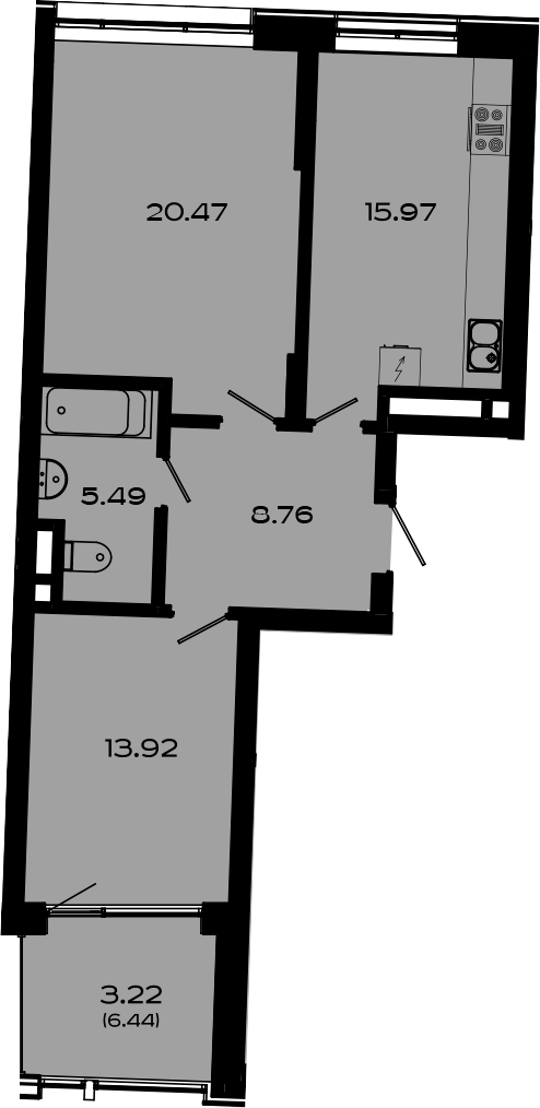 Планировка — Максат, 3-комн., 65 м²