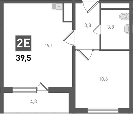 Планировка — Левенцовка парк, 2-комн., 37 м²