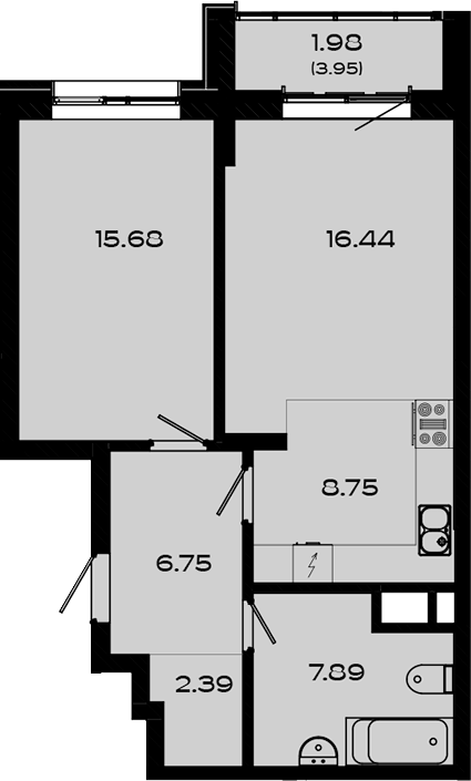 Планировка — Максат, 2-комн., 58 м²
