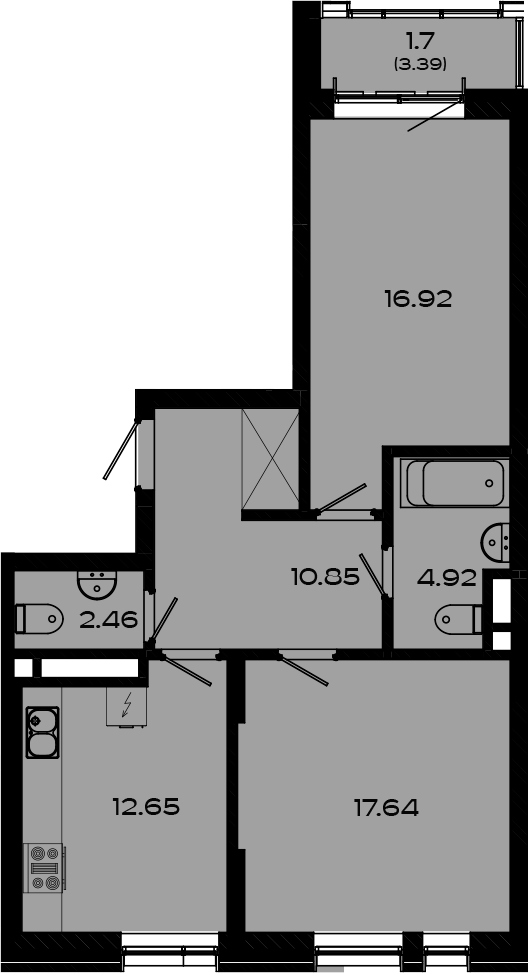 Планировка — Максат, 2-комн., 65 м²