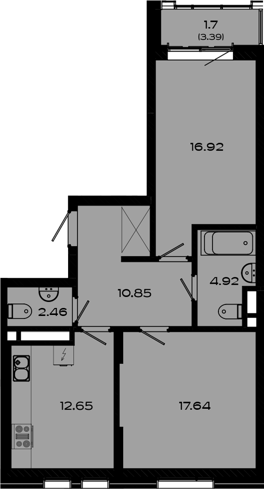 Планировка — Максат, 2-комн., 65 м²