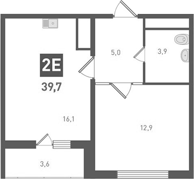 Планировка — Левенцовка парк, 2-комн., 38 м²