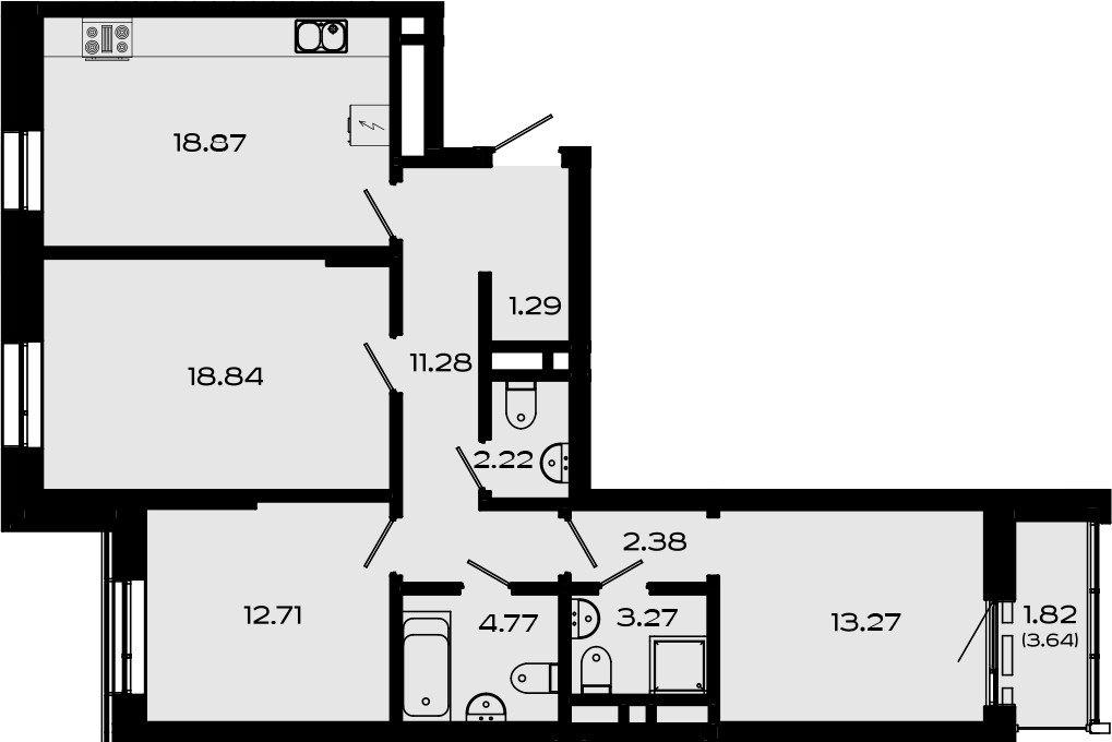 Планировка — Максат, 4-комн., 89 м²