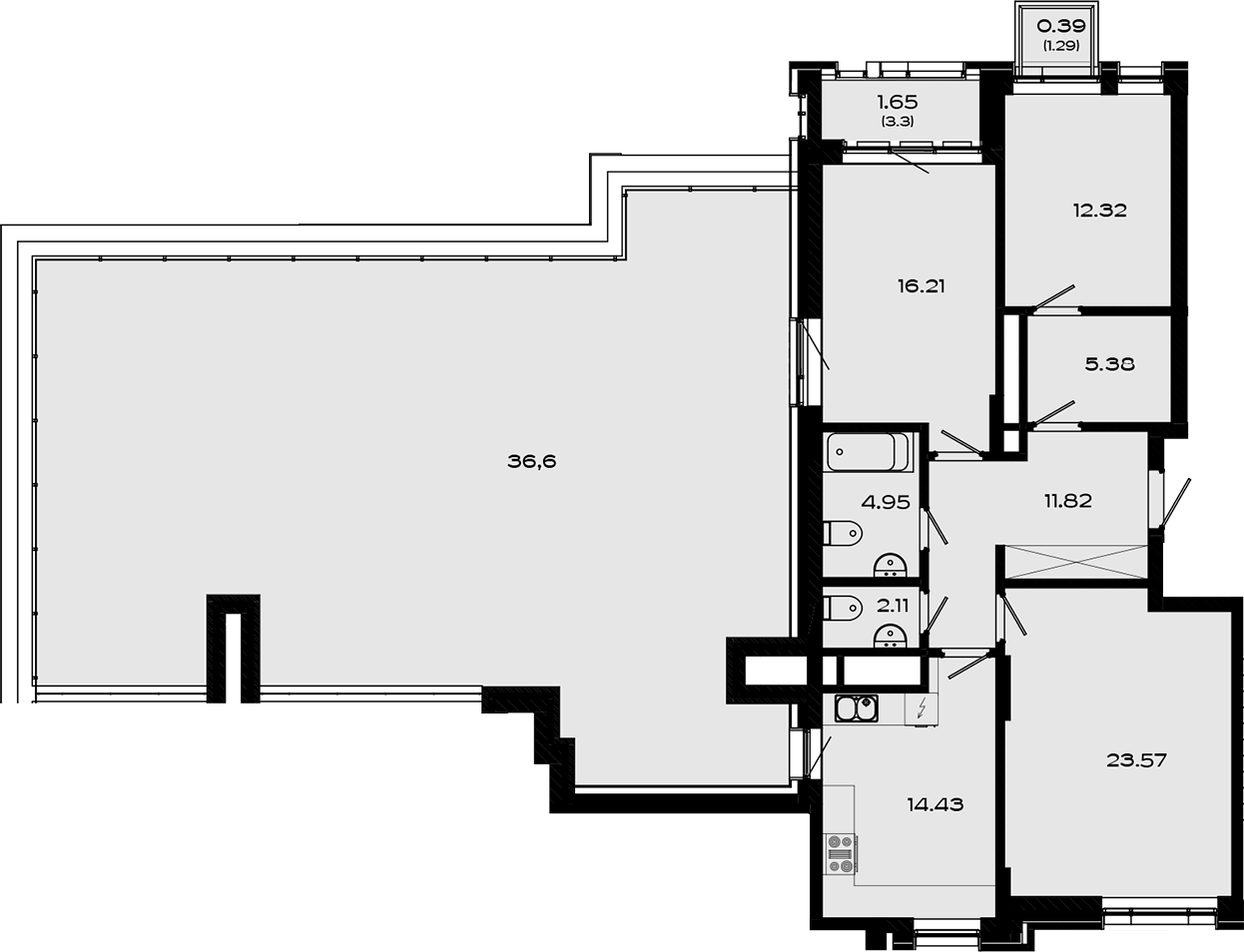 Планировка — Максат, 3-комн., 91 м²