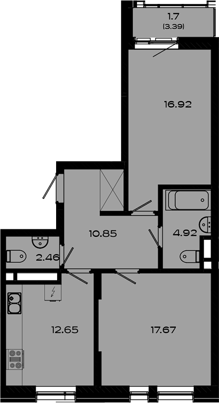 Планировка — Максат, 2-комн., 65 м²