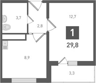 Планировка — Левенцовка парк, 1-комн., 28 м²