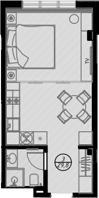 Планировка — Оливия, Студия, 30 м²