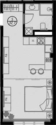 Планировка — Оливия, Студия, 33 м²