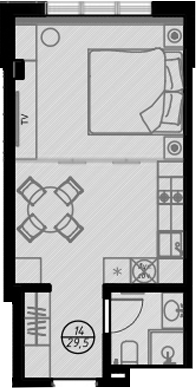 Планировка — Оливия, Студия, 30 м²