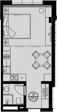 Планировка — Оливия, Студия, 30 м²