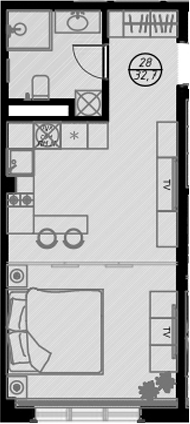 Планировка — Оливия, Студия, 33 м²