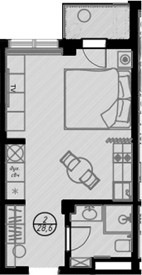 Планировка — Оливия, Студия, 27 м²