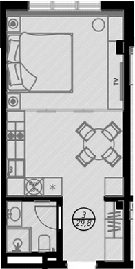 Планировка — Оливия, Студия, 30 м²