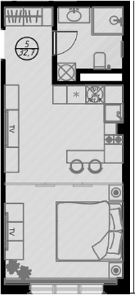 Планировка — Оливия, Студия, 33 м²