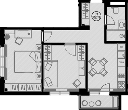 Планировка — Оливия, Студия, 51 м²
