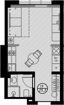 Планировка — Оливия, Студия, 26 м²