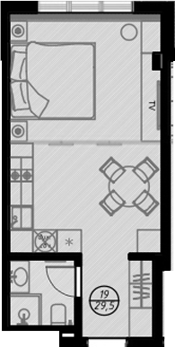 Планировка — Оливия, Студия, 30 м²