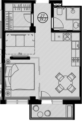 Планировка — Оливия, Студия, 36 м²