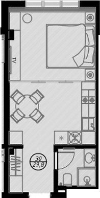 Планировка — Оливия, Студия, 30 м²