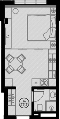 Планировка — Оливия, Студия, 30 м²